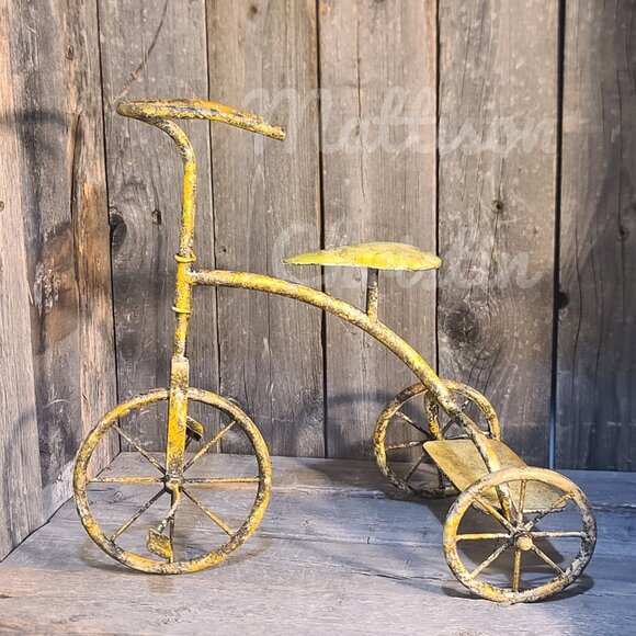 Antique Inspired Distressed Metal Tabletop Toy Trike - Picture 7 of 7